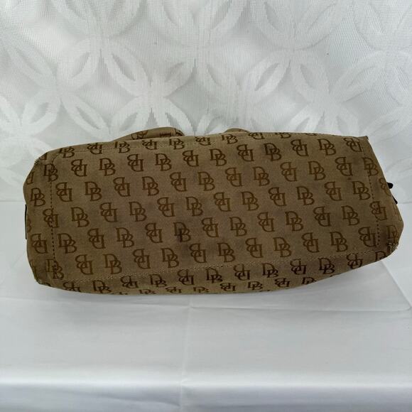 Dooney & Bourke Monogram Logo Double Pockets Canvas Leather Satchel Bag - Picture 8 of 16